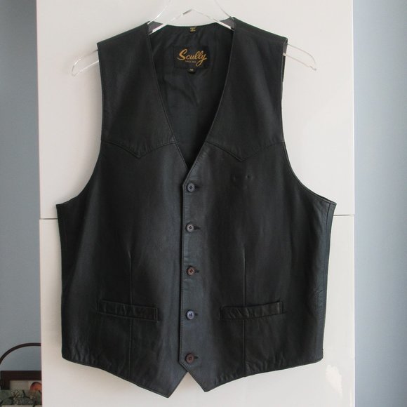 Scully Leather Harley Davidson Patch Men Vest X Large Pockets Fully Lined Black - Picture 2 of 15
